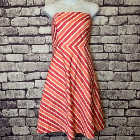 Ann Taylor Pink Striped Dress Size 4 - Picture 1 of 8